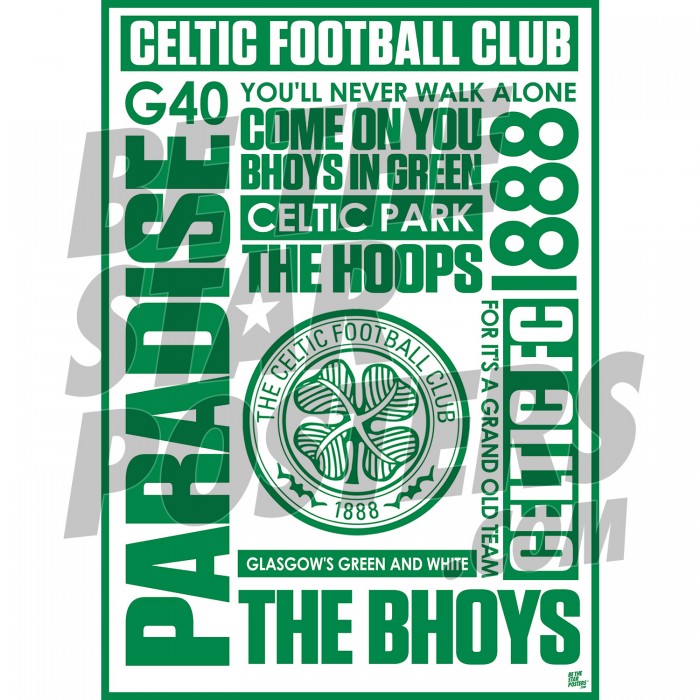 Celtic FC A3 Word Poster - Official Licensed A3 Poster