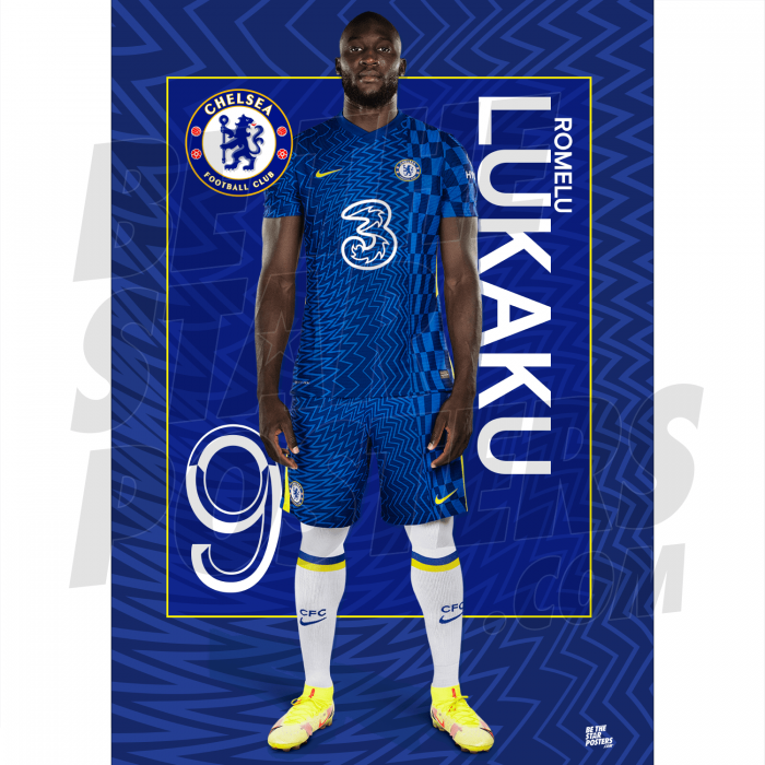 Lukaku Chelsea FC Headshot Poster A4 21/22