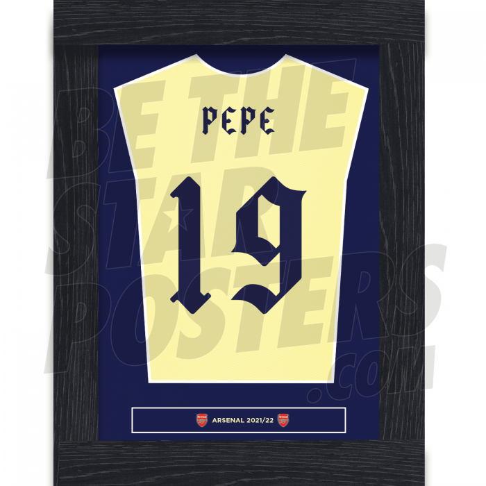 Pepe Arsenal FC Away Shirt Framed Poster A4 21/22