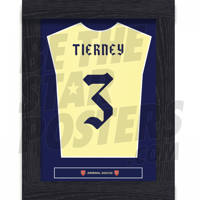 Tierney Arsenal FC Away Shirt Framed A4 21/22