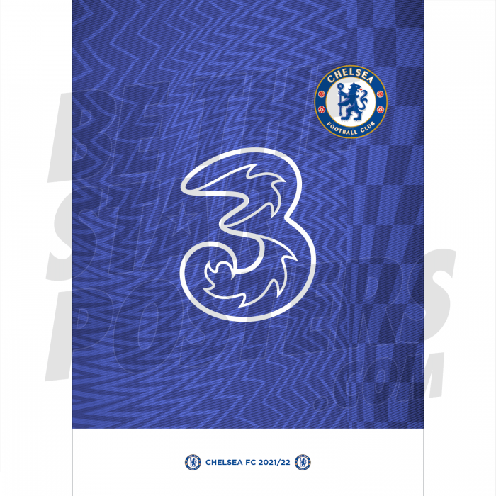 Chelsea FC Home Shirt Unframed Poster A3 21/22