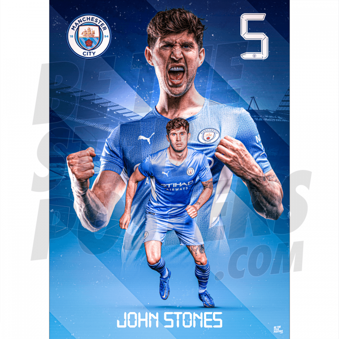 Stones Man City Action Poster A4 21/22