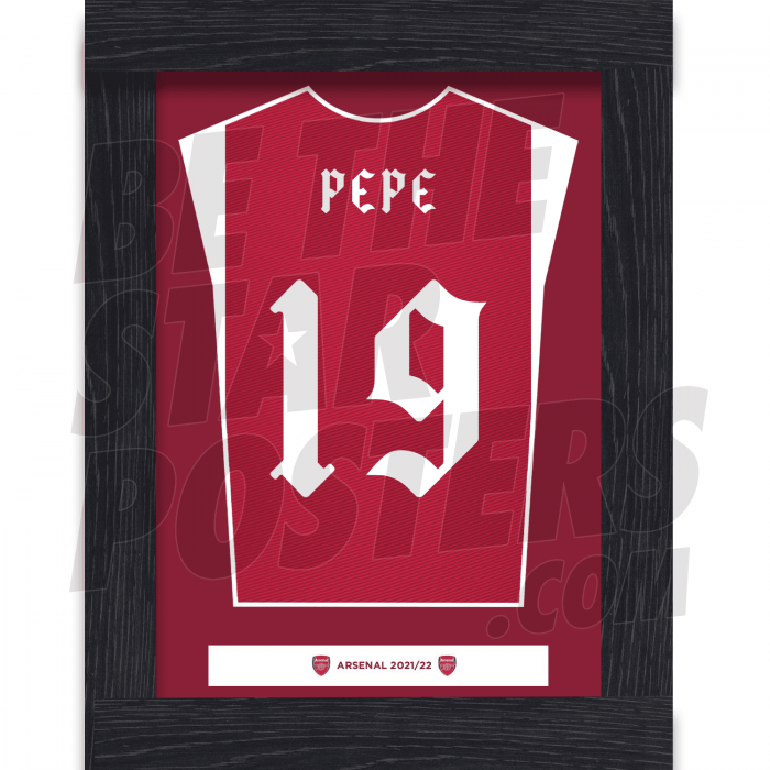 Pepe Arsenal FC Home Shirt Framed Poster A4 21/22