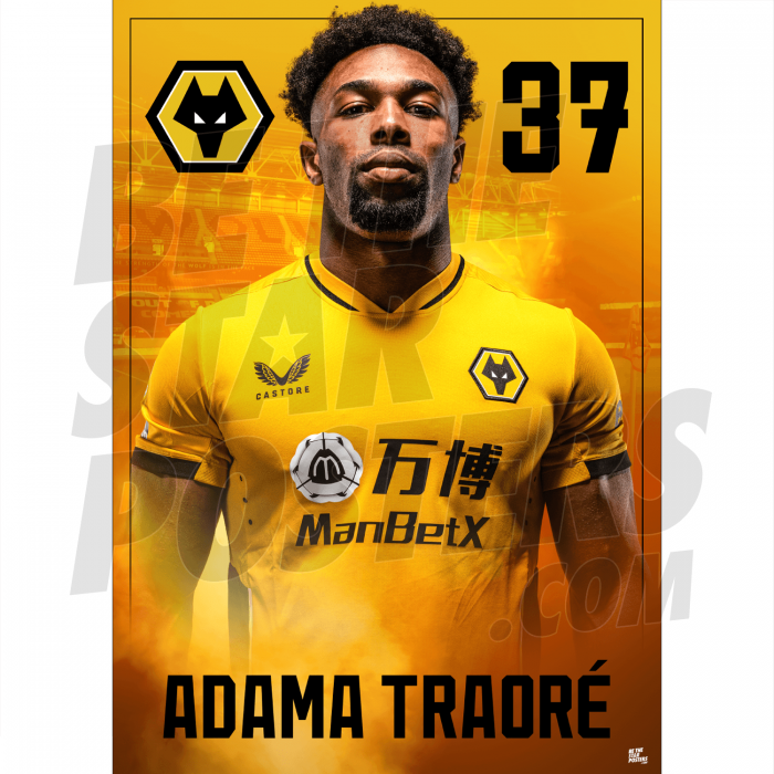 Traore Wolves FC Headshot Poster A3 21/22