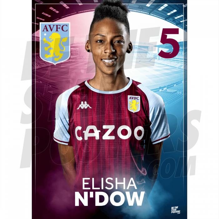 N'Dow Aston Villa FC Headshot Poster A3 21/22