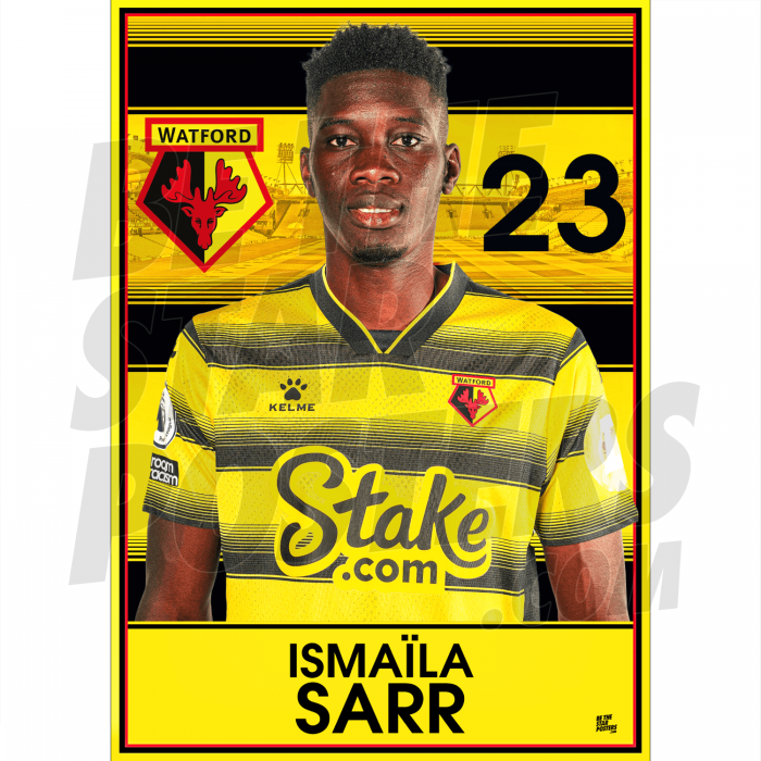 Sarr Watford FC Headshot Poster A4 21/22