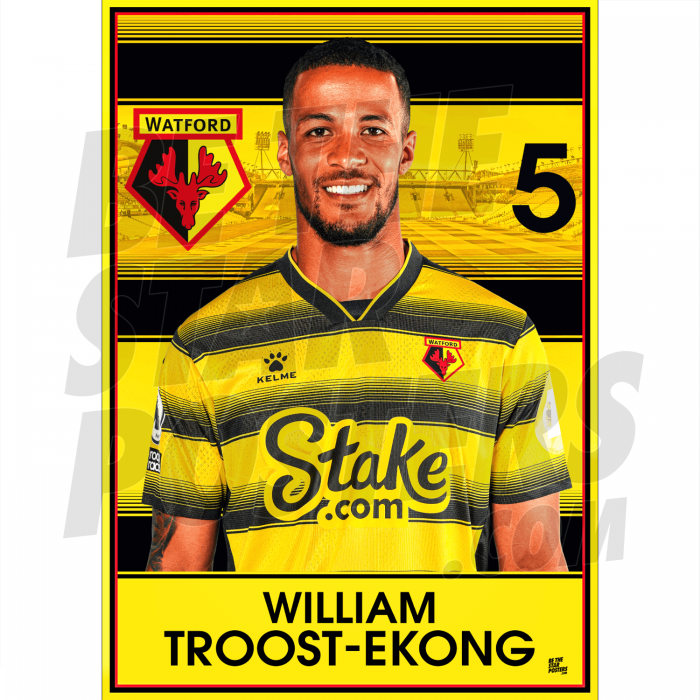 Troost-Ekong Watford FC Headshot Poster A3 21/22