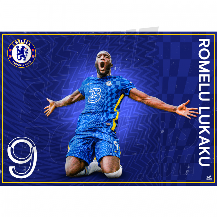 Lukaku Chelsea FC Action Poster A4 21/22