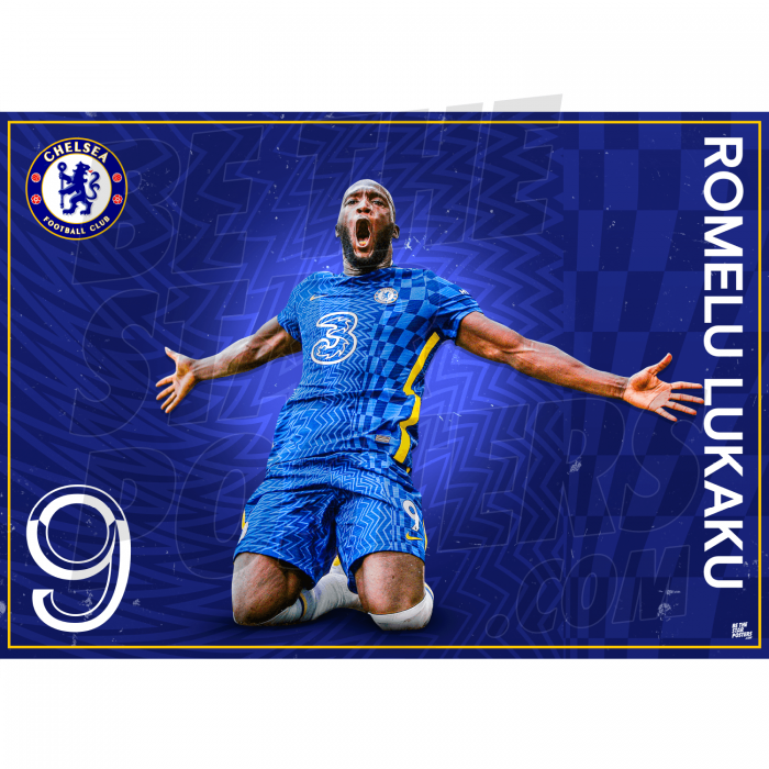 Lukaku Chelsea FC Action Poster A3 21/22