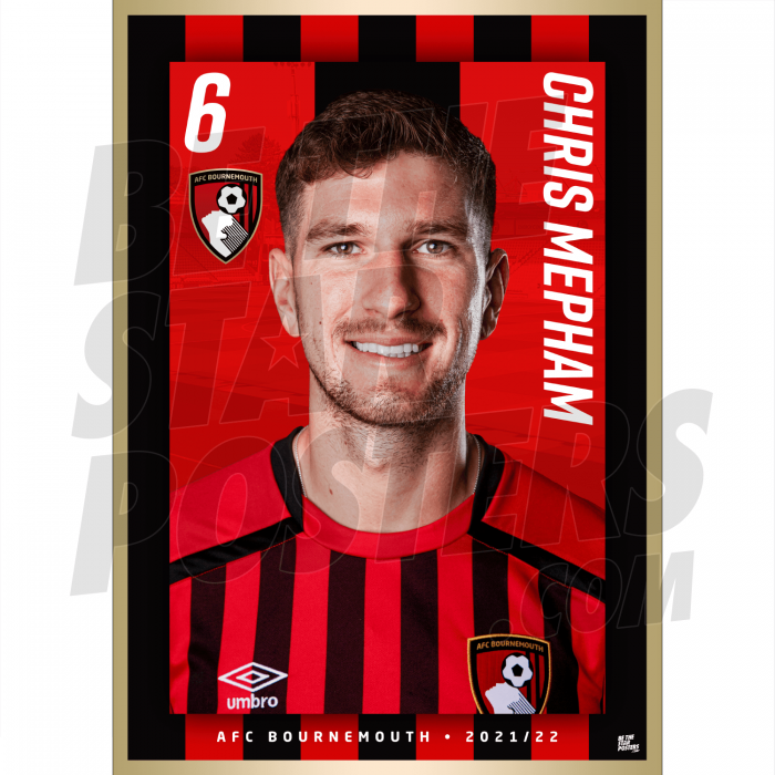 Mepham AFC Bournemouth Headshot Poster A3 21/22