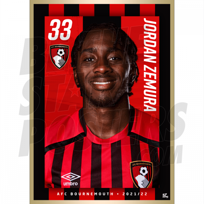 Zemura AFC Bournemouth Headshot Poster A4 21/22
