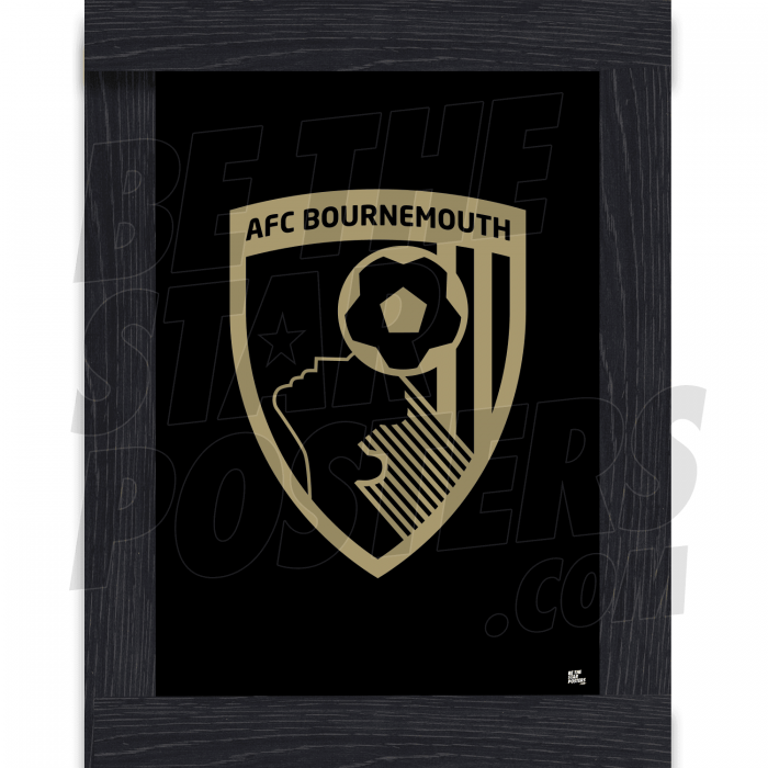 AFC Bournemouth Gold Crest Framed A4 Poster