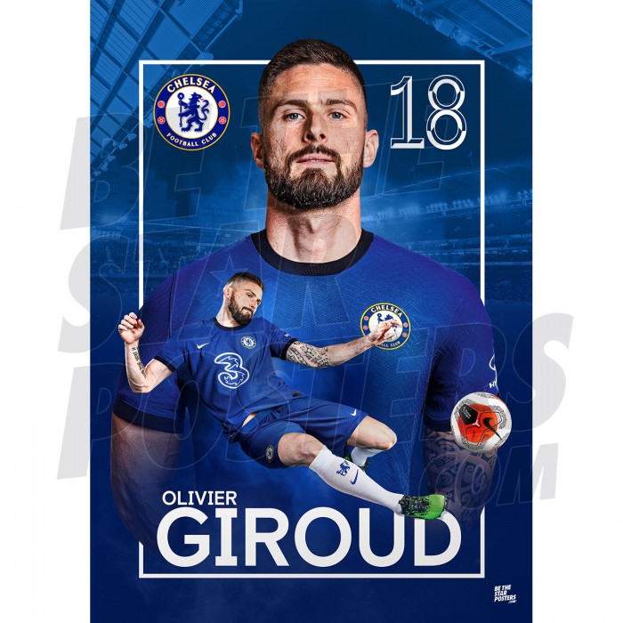 Olivier Giroud Chelsea FC Headshot Poster 20/21 A3