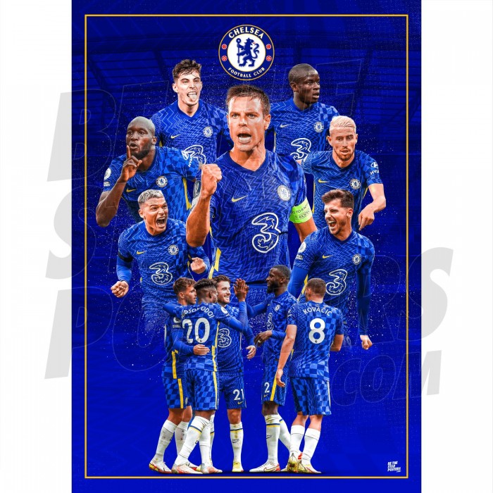 Chelsea FC Squad Montage A2 Poster 21/22