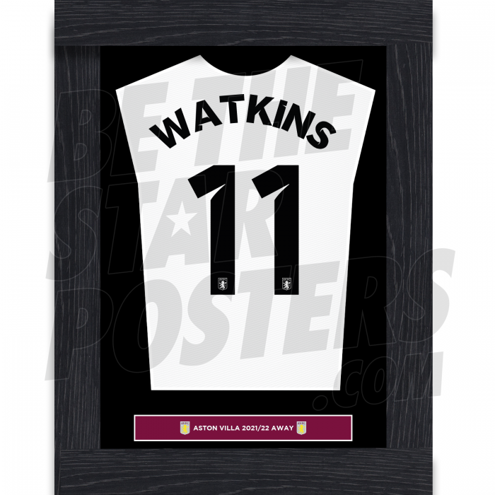 Watkins Aston Villa Away Framed Poster A4 21/22
