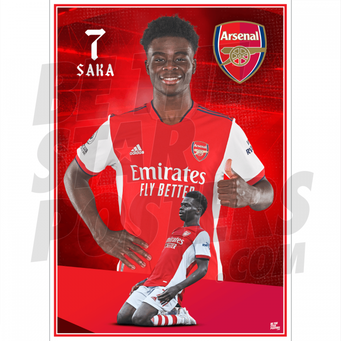 Saka Arsenal FC Action Poster A2 21/22