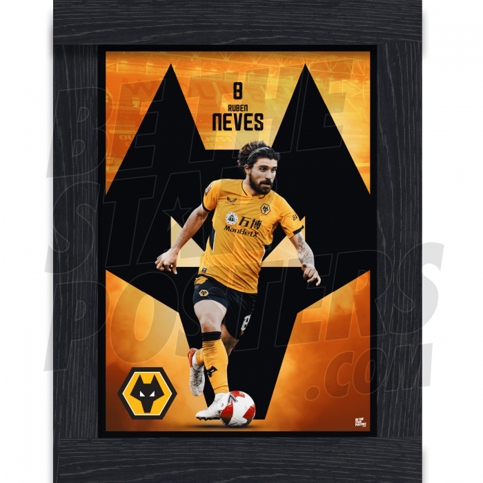 Neves Wolves Framed Action Poster A3 21/22