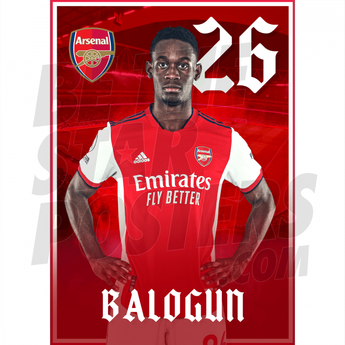 Balogun Arsenal FC Headshot Poster A3 21/22