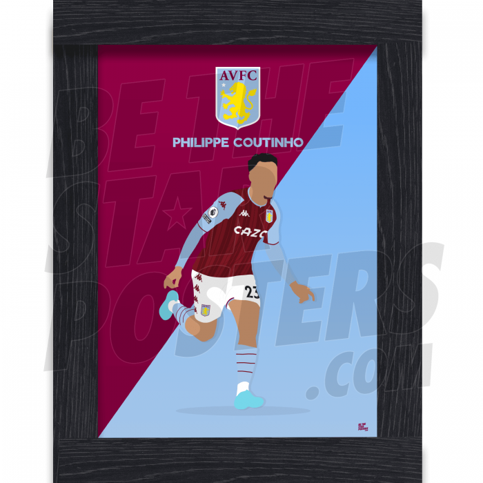 Coutinho Aston Villa Illustration A4 Framed Poster