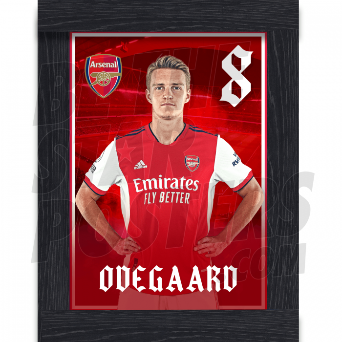 Odegaard Arsenal Framed Headshot Poster A4 21/22
