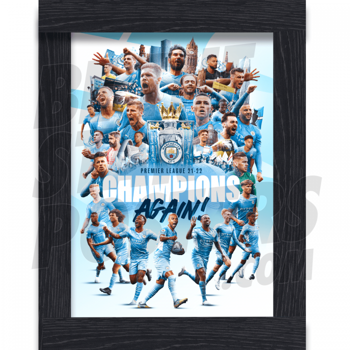 Man City Champions 21-22 A2 Framed Poster