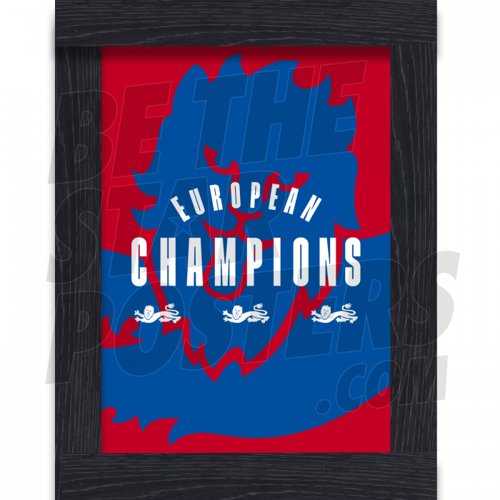 European Champions Lions Framed Poster Red A4