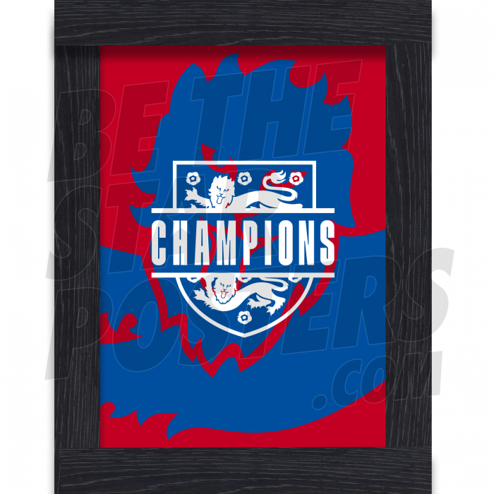 European Champions Crest Framed Poster Red A4