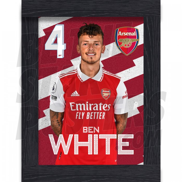 White Arsenal Framed Headshot Poster A4 22/23