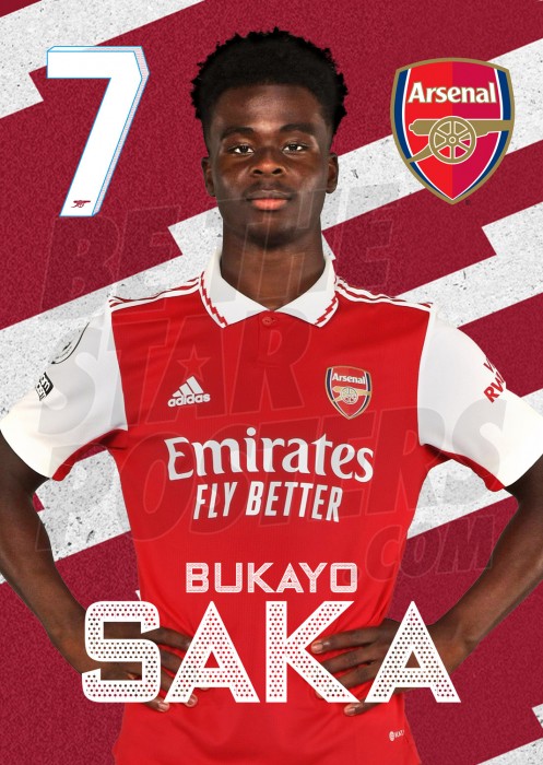 Saka Arsenal Headshot Poster A3 22/23
