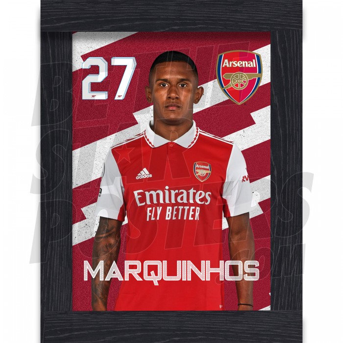 Marquinhos Arsenal Framed Headshot Poster A4 22/23