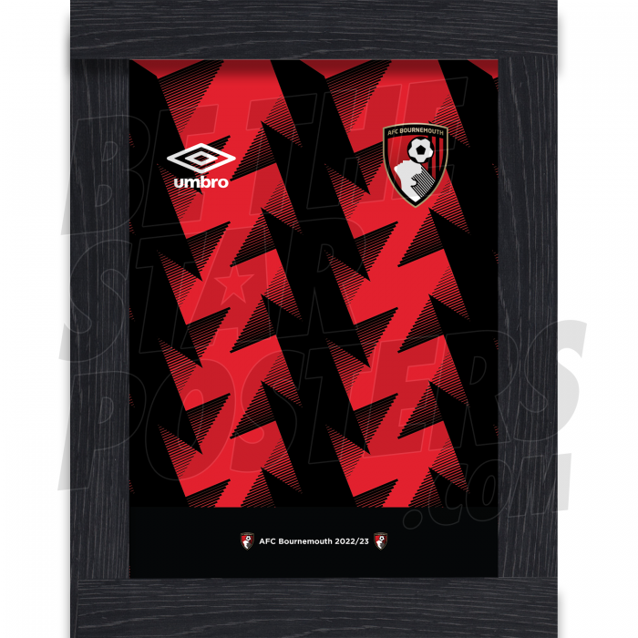 AFC Bournemouth Home Shirt Framed Poster A4 22/23