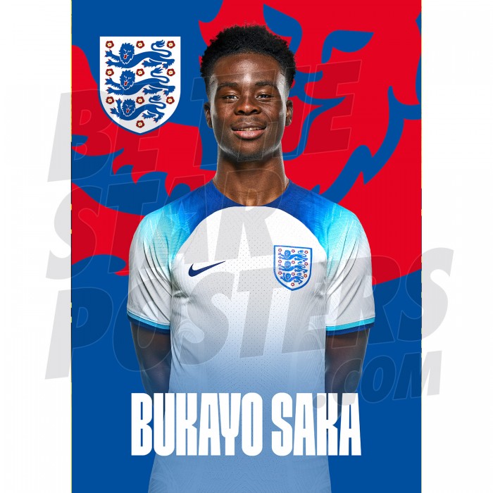 Saka England Home H/S Poster A3 22/23