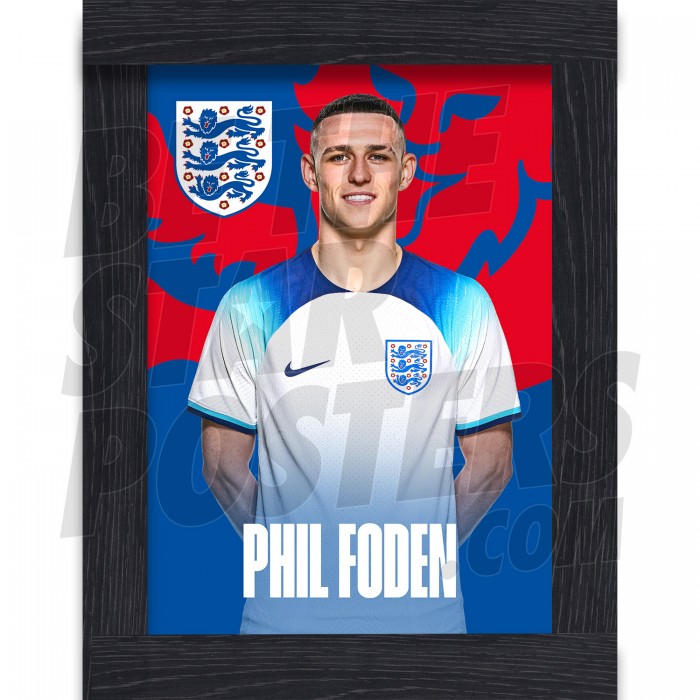 Foden England Home Framed H/S Poster A4 22/23