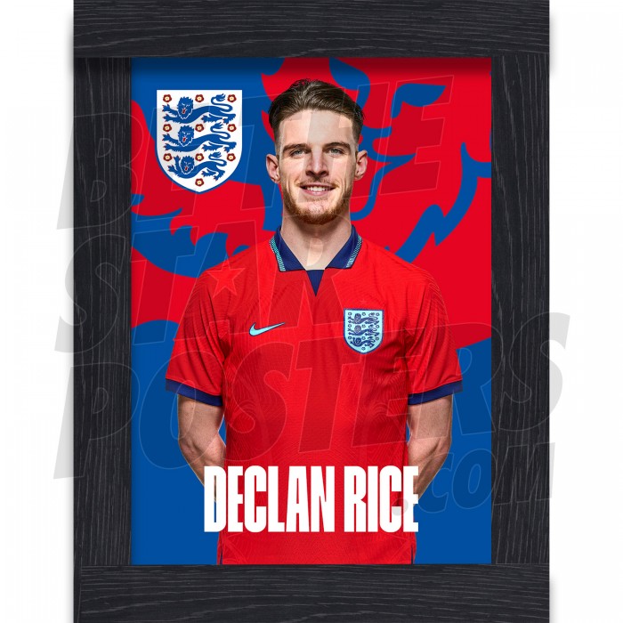 Rice England Away Framed H/S Poster A4 22/23