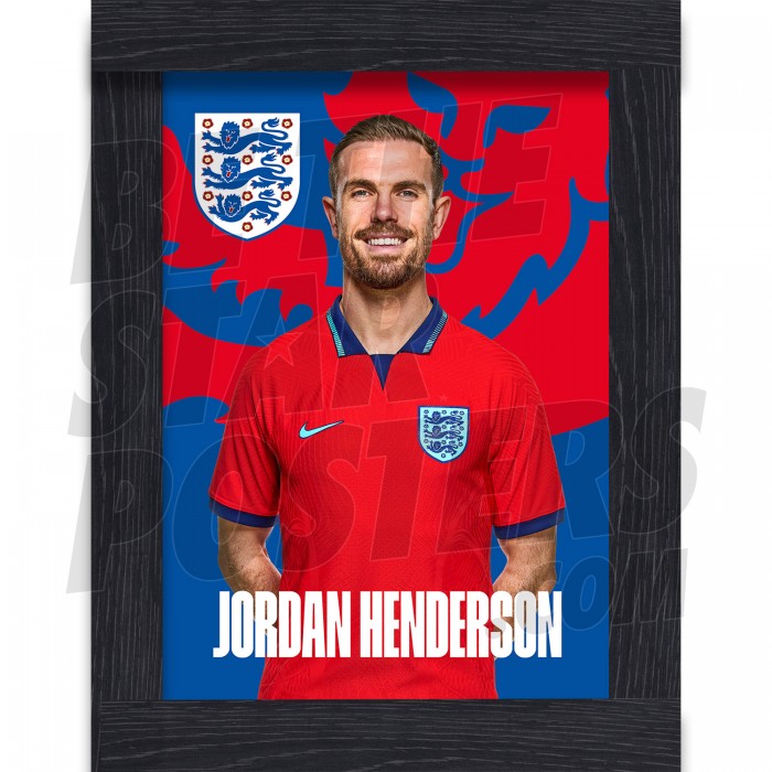 Henderson England Away Framed H/S Poster A4 22/23