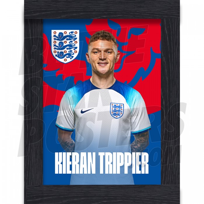 Trippier England Home Framed H/S Poster A4 22/23