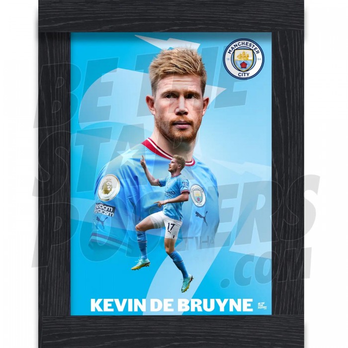 De Bruyne Man City Framed Action 2 Poster A4 22/23