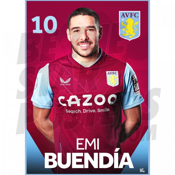 Buendia Aston Villa Headshot Poster A4 22/23