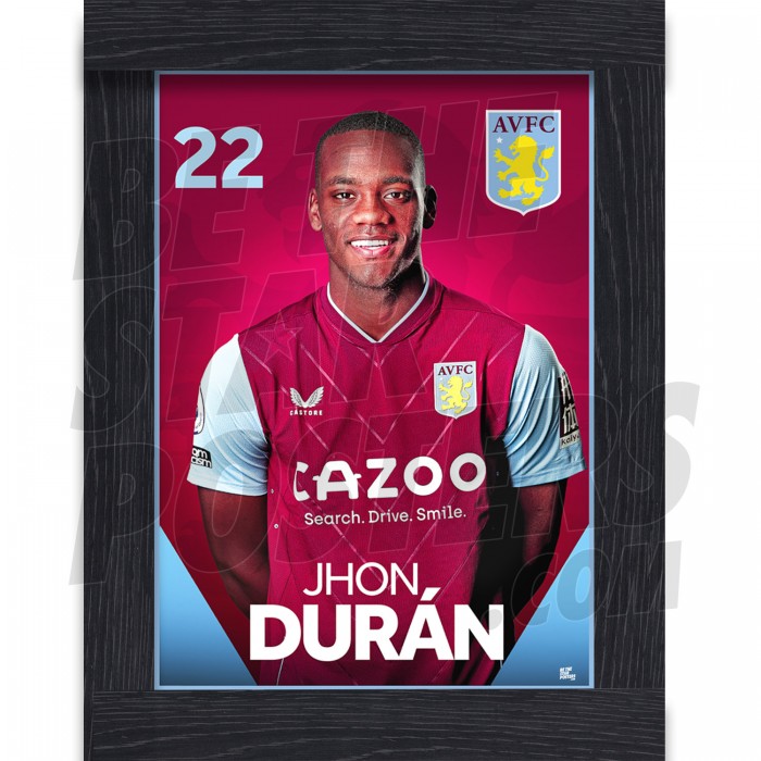 Duran Aston Villa Framed Headshot Poster A3 22/23
