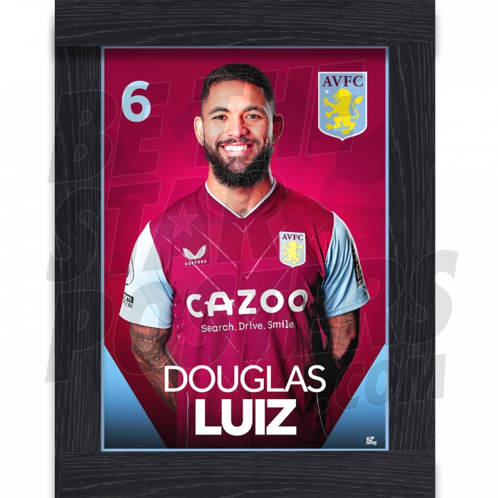 Luiz Aston Villa Framed Headshot Poster A3 22/23