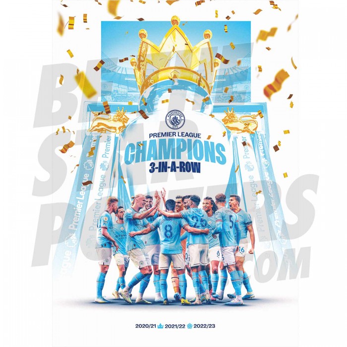 Manchester City FC 22/23 Champions Montage Poster