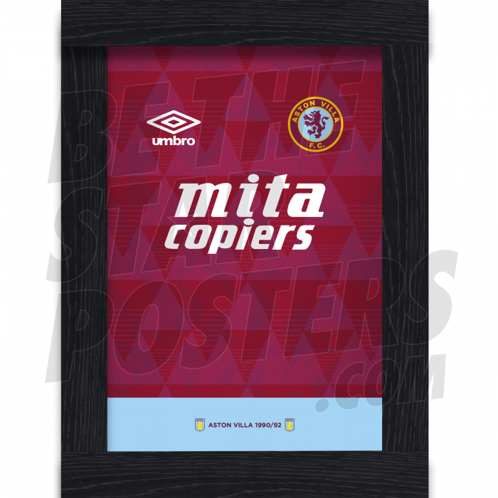 Aston Villa FC 1990 Retro Home Shirt Poster