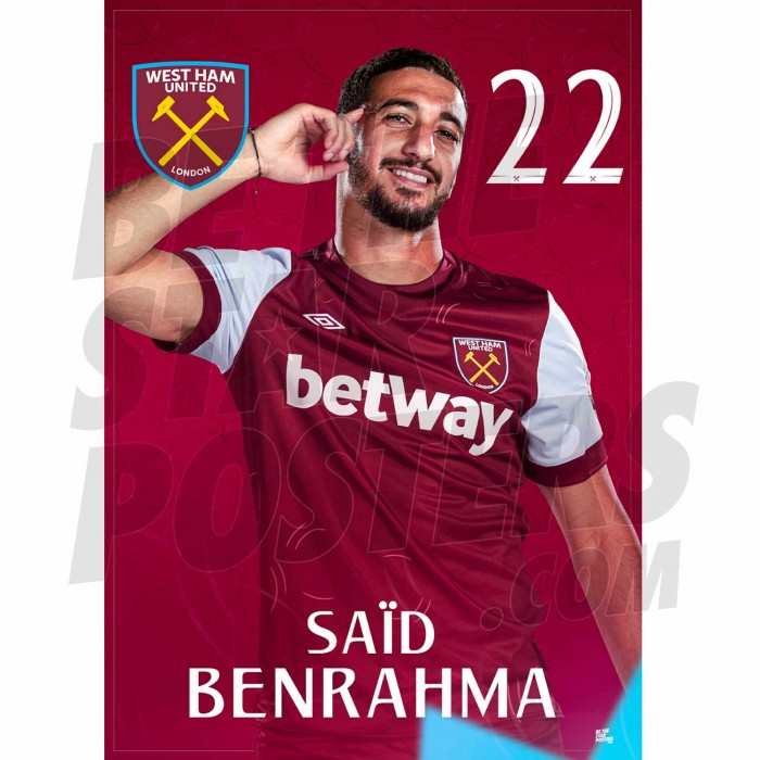 West Ham United FC Benrahma 22/23 Headshot Poster