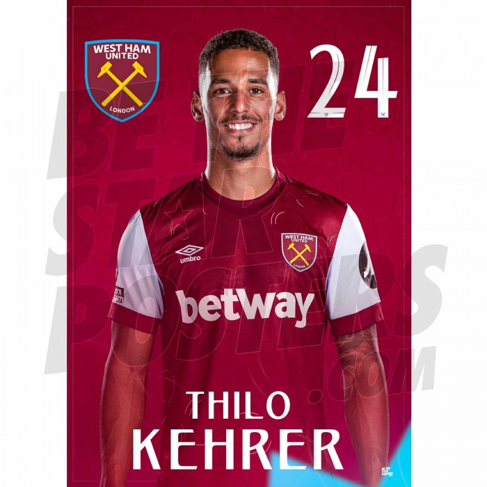West Ham United FC Kehrer 23/24 Headshot Poster