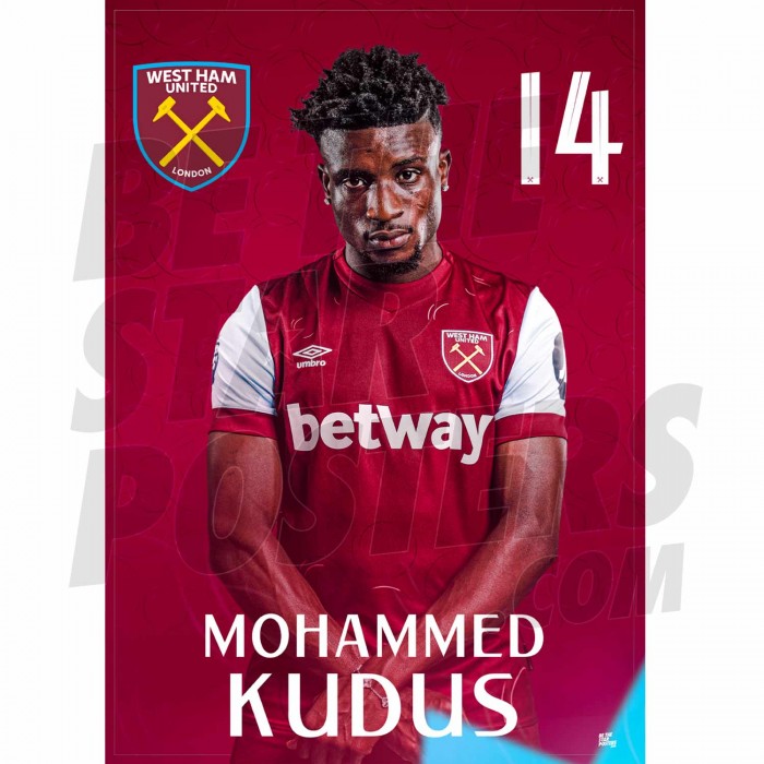 West Ham United FC Kudus 23/24 Headshot Poster