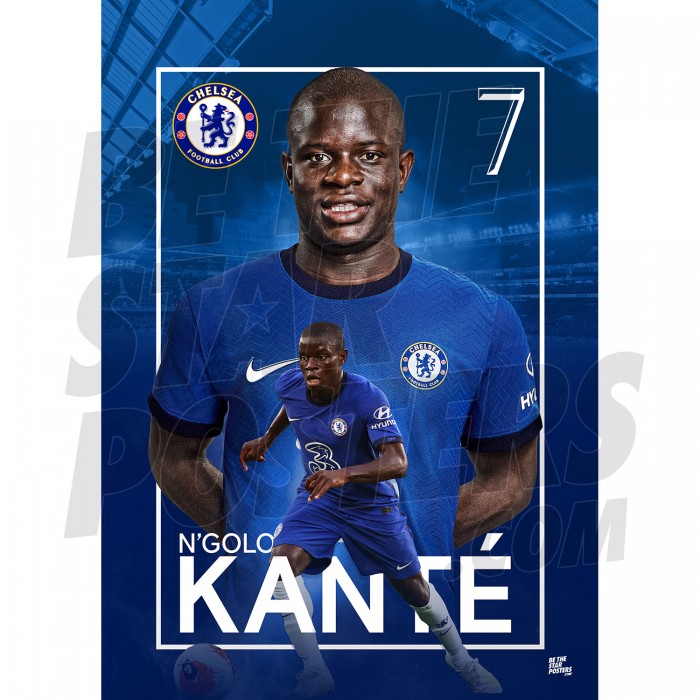 N'Golo Kante Chelsea FC Headshot Poster 20/21 A3