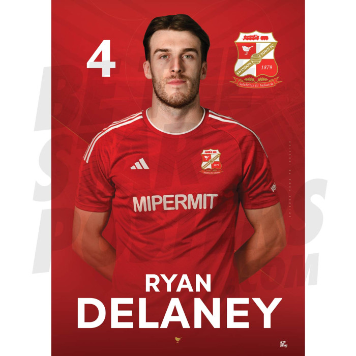 Swindon Town FC Delaney 24/25 Headshot Poster