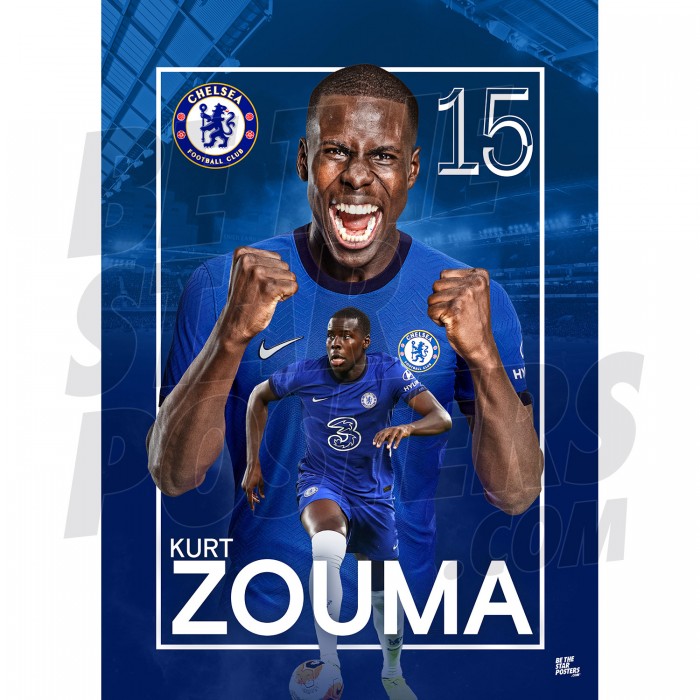 Kurt Zouma Chelsea FC Headshot Poster 20/21 A3