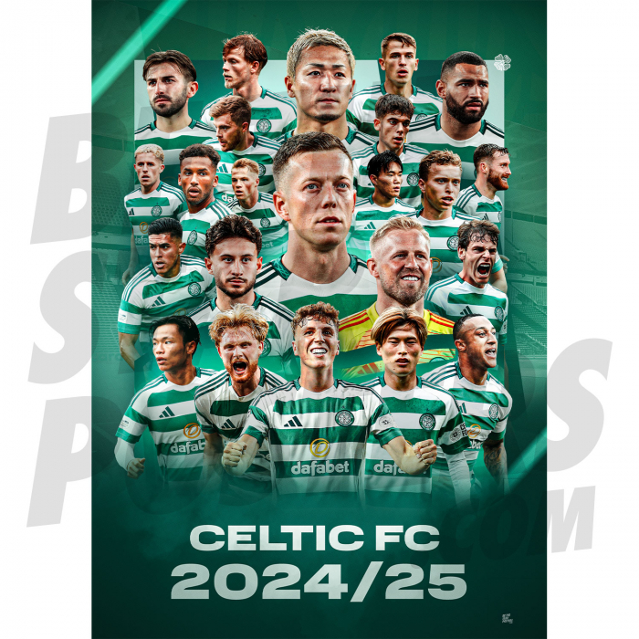 Celtic FC Mens 24/25 Squad Montage Poster